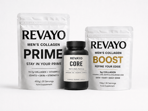 Revayo Complete Stack – Prime & Boost & Core Bundle | Men’s Collagen Supplement UK – Revayo